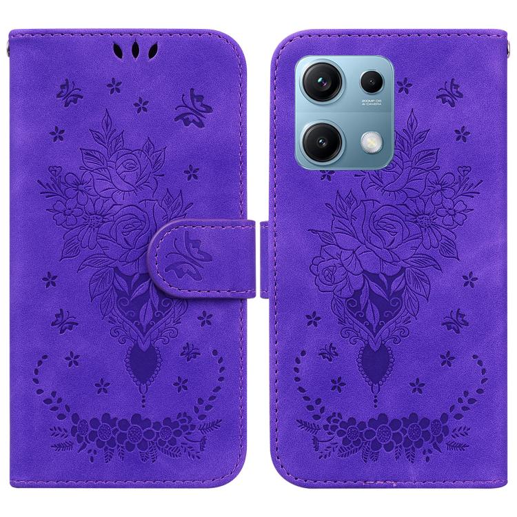 Butterfly Rose Embossed Leather Phone Case, For Redmi A7 Pro 4G / 5G 171mm / Poco C85x 5G, For Redmi Turbo 5 Max 5G / Poco X8 Pro Max 5G, For Redmi Turbo 5 5G / Poco X8 Pro 5G, For Redmi Note 15 Pro+ 5G 163.3mm / Poco M8 Pro 5G                         ...
