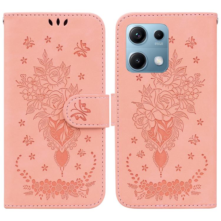 Butterfly Rose Embossed Leather Phone Case, For Redmi A7 Pro 4G / 5G 171mm / Poco C85x 5G, For Redmi Turbo 5 Max 5G / Poco X8 Pro Max 5G, For Redmi Turbo 5 5G / Poco X8 Pro 5G, For Redmi Note 15 Pro+ 5G 163.3mm / Poco M8 Pro 5G                         ...