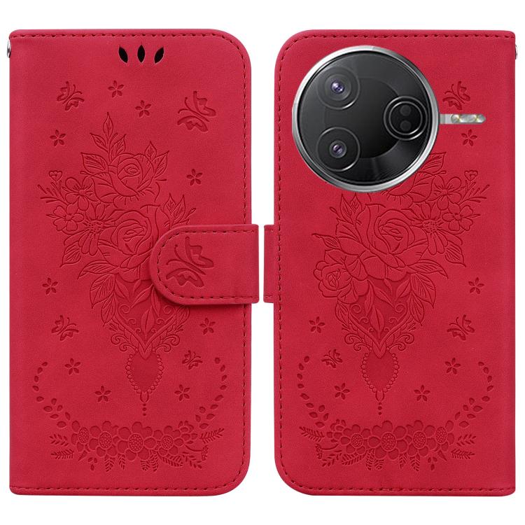 Butterfly Rose Embossed Leather Phone Case, For Redmi A7 Pro 4G / 5G 171mm / Poco C85x 5G, For Redmi Turbo 5 Max 5G / Poco X8 Pro Max 5G, For Redmi Turbo 5 5G / Poco X8 Pro 5G, For Redmi Note 15 Pro+ 5G 163.3mm / Poco M8 Pro 5G                         ...