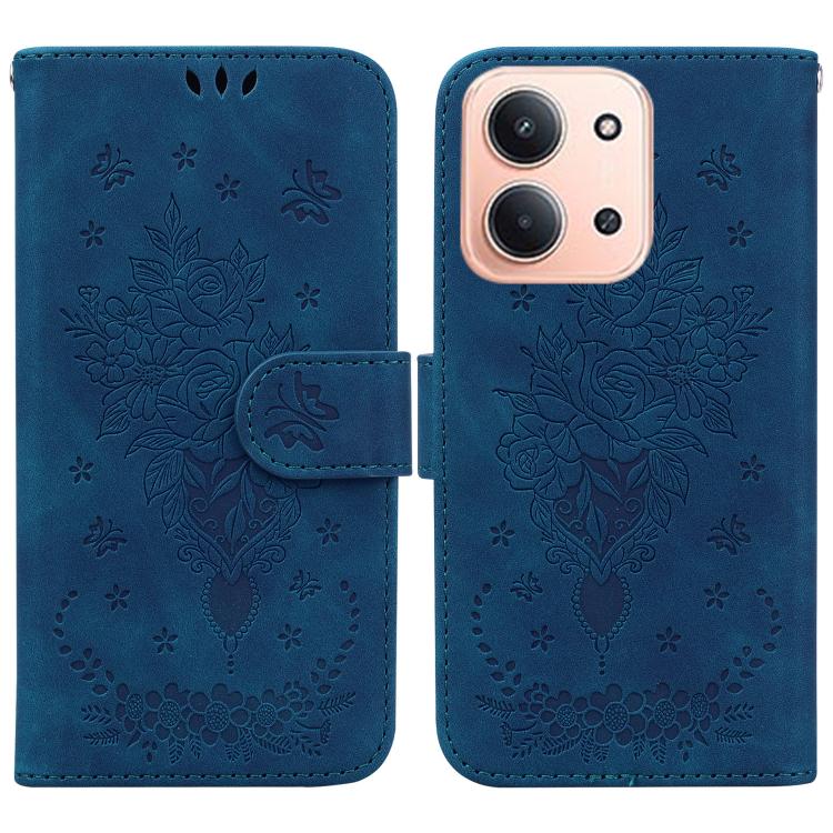 Butterfly Rose Embossed Leather Phone Case, For Redmi A7 Pro 4G / 5G 171mm / Poco C85x 5G, For Redmi Turbo 5 Max 5G / Poco X8 Pro Max 5G, For Redmi Turbo 5 5G / Poco X8 Pro 5G, For Redmi Note 15 Pro+ 5G 163.3mm / Poco M8 Pro 5G                         ...