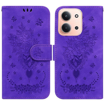 Butterfly Rose Embossed Leather Phone Case, For Redmi A7 Pro 4G / 5G 171mm / Poco C85x 5G, For Redmi Turbo 5 Max 5G / Poco X8 Pro Max 5G, For Redmi Turbo 5 5G / Poco X8 Pro 5G, For Redmi Note 15 Pro+ 5G 163.3mm / Poco M8 Pro 5G                         ...