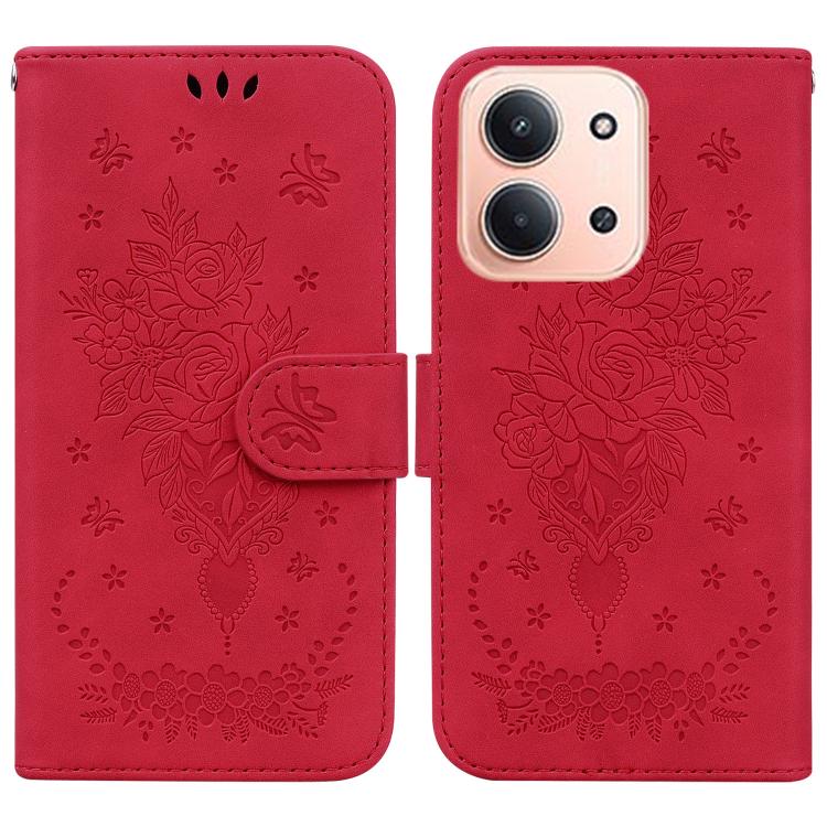 Butterfly Rose Embossed Leather Phone Case, For Redmi A7 Pro 4G / 5G 171mm / Poco C85x 5G, For Redmi Turbo 5 Max 5G / Poco X8 Pro Max 5G, For Redmi Turbo 5 5G / Poco X8 Pro 5G, For Redmi Note 15 Pro+ 5G 163.3mm / Poco M8 Pro 5G                         ...
