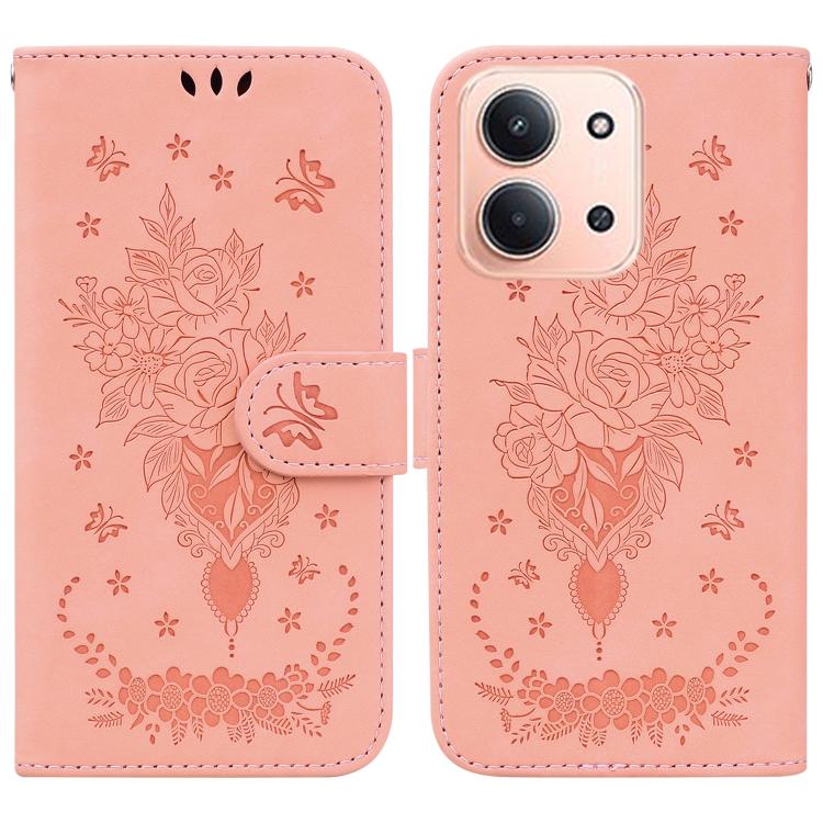 Butterfly Rose Embossed Leather Phone Case, For Redmi A7 Pro 4G / 5G 171mm / Poco C85x 5G, For Redmi Turbo 5 Max 5G / Poco X8 Pro Max 5G, For Redmi Turbo 5 5G / Poco X8 Pro 5G, For Redmi Note 15 Pro+ 5G 163.3mm / Poco M8 Pro 5G                         ...