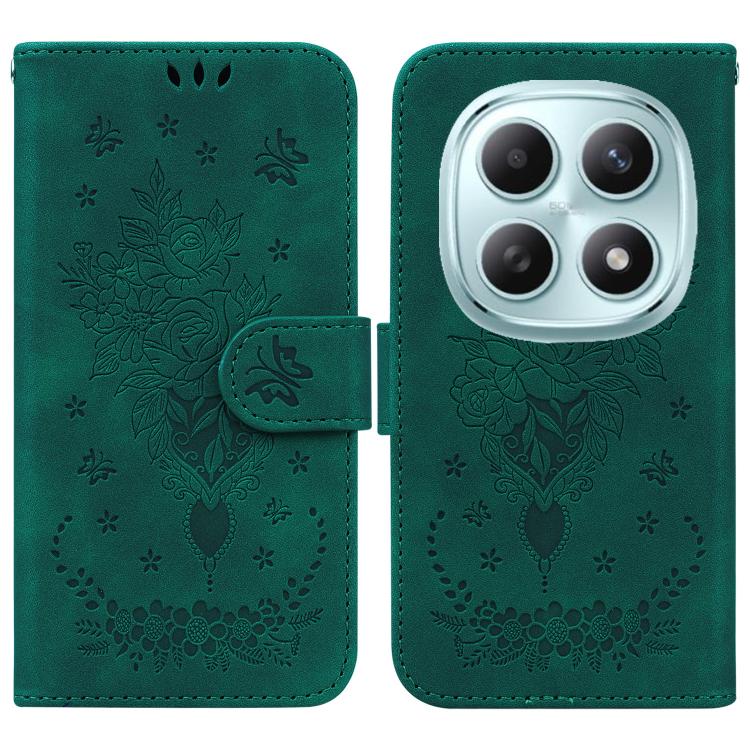 Butterfly Rose Embossed Leather Phone Case, For Redmi A7 Pro 4G / 5G 171mm / Poco C85x 5G, For Redmi Turbo 5 Max 5G / Poco X8 Pro Max 5G, For Redmi Turbo 5 5G / Poco X8 Pro 5G, For Redmi Note 15 Pro+ 5G 163.3mm / Poco M8 Pro 5G                         ...