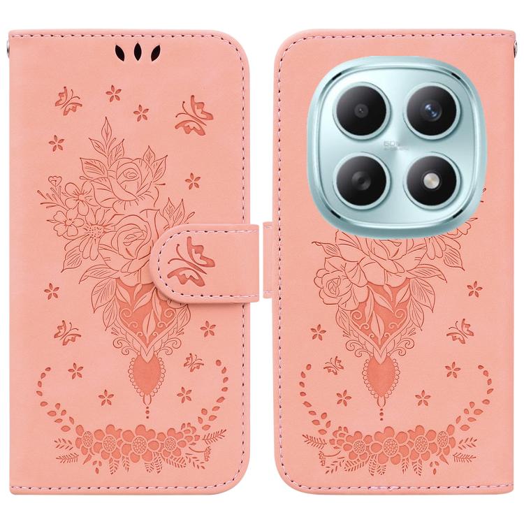 Butterfly Rose Embossed Leather Phone Case, For Redmi A7 Pro 4G / 5G 171mm / Poco C85x 5G, For Redmi Turbo 5 Max 5G / Poco X8 Pro Max 5G, For Redmi Turbo 5 5G / Poco X8 Pro 5G, For Redmi Note 15 Pro+ 5G 163.3mm / Poco M8 Pro 5G                         ...