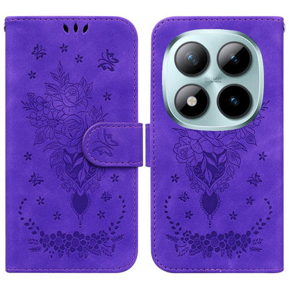 Butterfly Rose Embossed Leather Phone Case, For Redmi A7 Pro 4G / 5G 171mm / Poco C85x 5G, For Redmi Turbo 5 Max 5G / Poco X8 Pro Max 5G, For Redmi Turbo 5 5G / Poco X8 Pro 5G, For Redmi Note 15 Pro+ 5G 163.3mm / Poco M8 Pro 5G                         ...