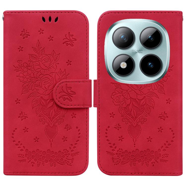 Butterfly Rose Embossed Leather Phone Case, For Redmi A7 Pro 4G / 5G 171mm / Poco C85x 5G, For Redmi Turbo 5 Max 5G / Poco X8 Pro Max 5G, For Redmi Turbo 5 5G / Poco X8 Pro 5G, For Redmi Note 15 Pro+ 5G 163.3mm / Poco M8 Pro 5G                         ...