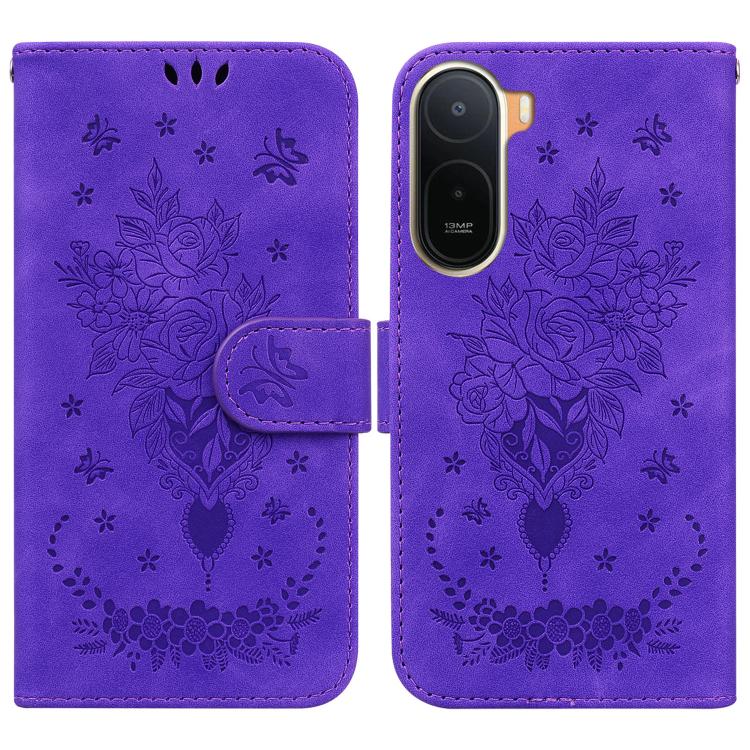 Butterfly Rose Embossed Leather Phone Case, For Redmi A7 Pro 4G / 5G 171mm / Poco C85x 5G, For Redmi Turbo 5 Max 5G / Poco X8 Pro Max 5G, For Redmi Turbo 5 5G / Poco X8 Pro 5G, For Redmi Note 15 Pro+ 5G 163.3mm / Poco M8 Pro 5G                         ...