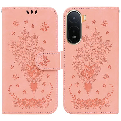 Butterfly Rose Embossed Leather Phone Case, For Redmi A7 Pro 4G / 5G 171mm / Poco C85x 5G, For Redmi Turbo 5 Max 5G / Poco X8 Pro Max 5G, For Redmi Turbo 5 5G / Poco X8 Pro 5G, For Redmi Note 15 Pro+ 5G 163.3mm / Poco M8 Pro 5G                         ...