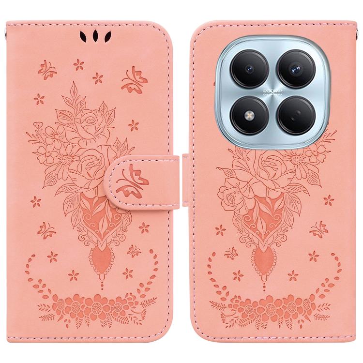 Butterfly Rose Embossed Leather Phone Case, For Redmi A7 Pro 4G / 5G 171mm / Poco C85x 5G, For Redmi Turbo 5 Max 5G / Poco X8 Pro Max 5G, For Redmi Turbo 5 5G / Poco X8 Pro 5G, For Redmi Note 15 Pro+ 5G 163.3mm / Poco M8 Pro 5G                         ...