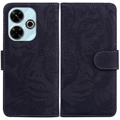 Dark navy tiger embossed flip phone case with magnetic strap and card slot