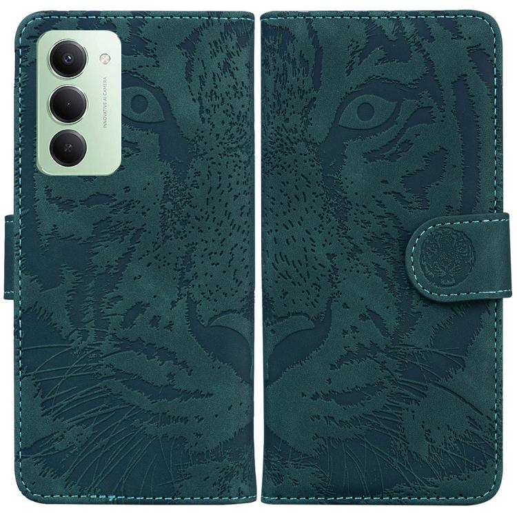 Green tiger embossing flip leather phone case with magnetic strap and card holder