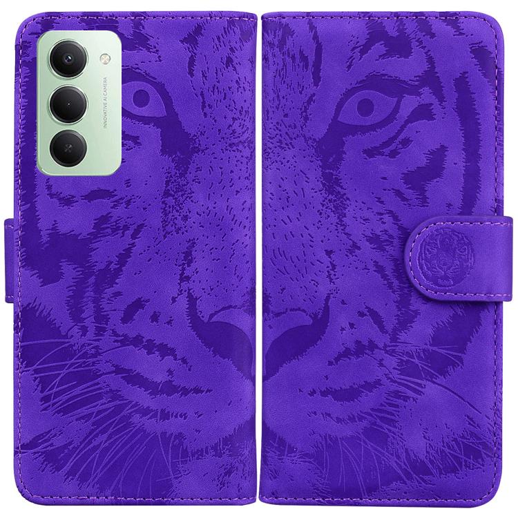 Purple tiger embossed flip phone case with magnetic strap and card slot