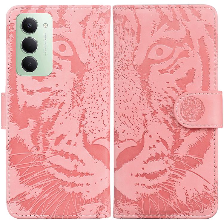 Pink tiger embossed flip phone case with magnetic strap and card slot