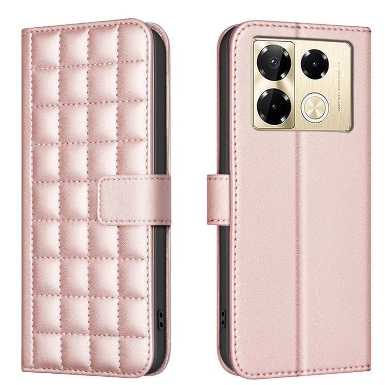 Rose gold quilted leather wallet phone case with side strap and card slot panel
