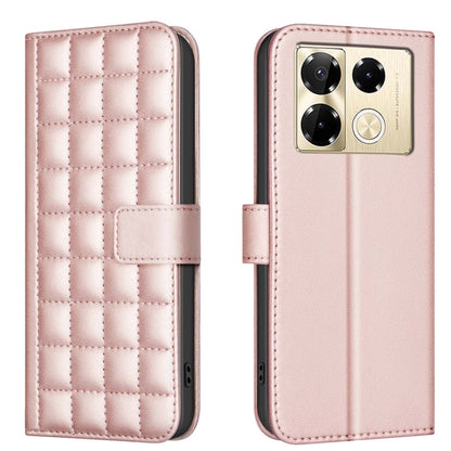 Rose gold quilted leather wallet phone case with side strap and card slot panel