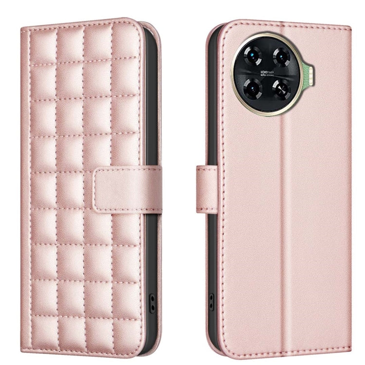 Rose pink quilted leather phone case with flip cover and side camera cutout