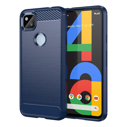 Blue brushed TPU phone case with camera cutout and circular pop socket area