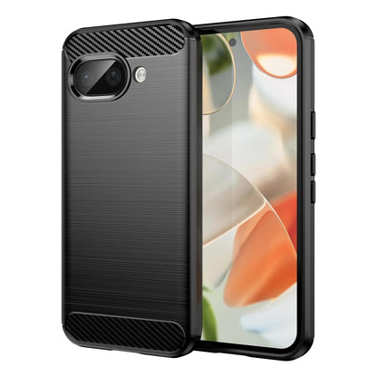 Black brushed carbon fiber TPU phone case with camera cutouts and textured grip