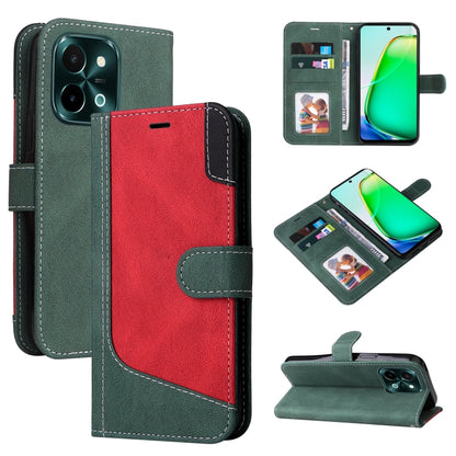 Three Color Splicing Leather Phone Case, For vivo V40 5G, For vivo Y28 4G