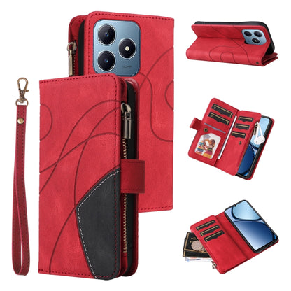 Dual-color 9 Card Slots Zipper Wallet Leather Phone Case, For Realme 16T 5G, For Realme P4x 5G, For Realme C63 / C61 / Note 60