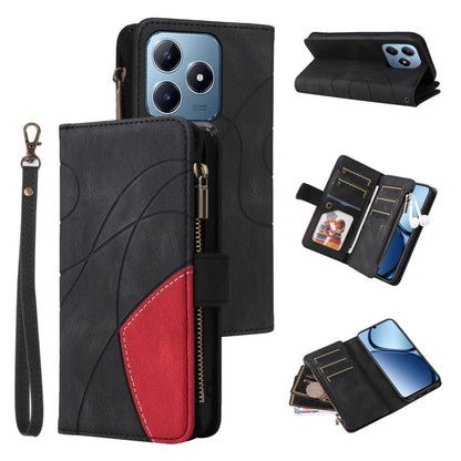 Dual-color 9 Card Slots Zipper Wallet Leather Phone Case, For Realme 16T 5G, For Realme P4x 5G, For Realme C63 / C61 / Note 60