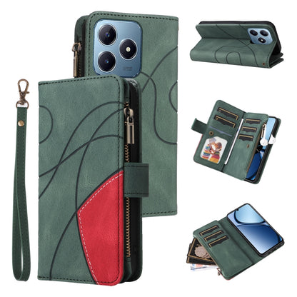 Dual-color 9 Card Slots Zipper Wallet Leather Phone Case, For Realme 16T 5G, For Realme P4x 5G, For Realme C63 / C61 / Note 60
