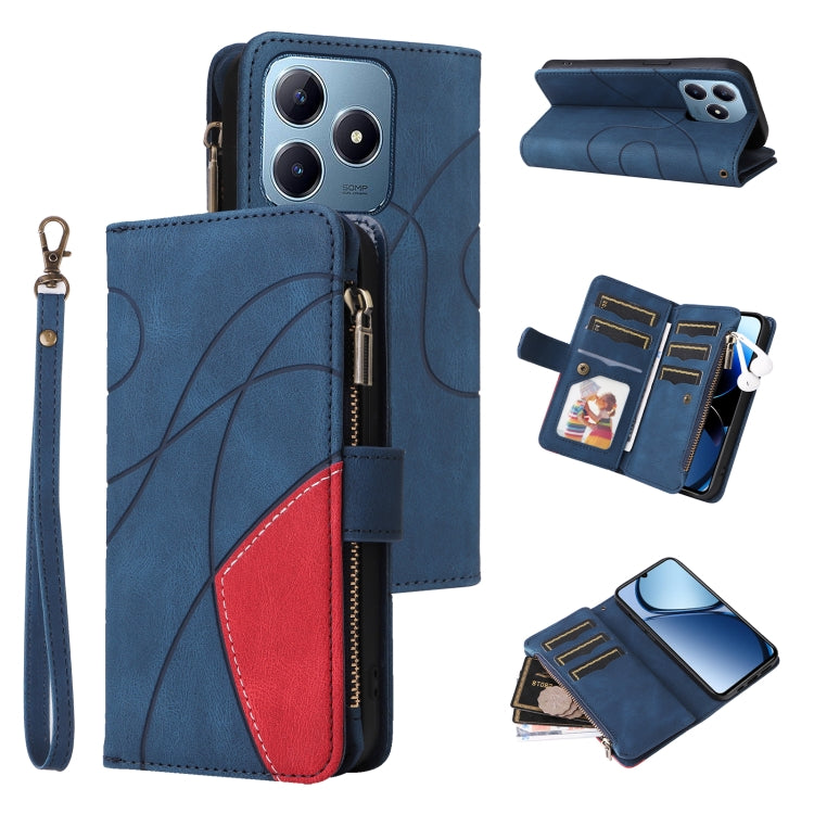 Dual-color 9 Card Slots Zipper Wallet Leather Phone Case, For Realme 16T 5G, For Realme P4x 5G, For Realme C63 / C61 / Note 60