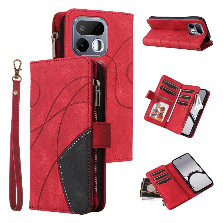 Dual-color 9 Card Slots Zipper Wallet Leather Phone Case, For Realme 16T 5G, For Realme P4x 5G, For Realme C63 / C61 / Note 60
