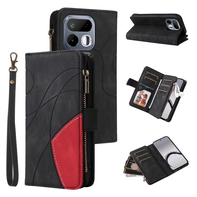 Dual-color 9 Card Slots Zipper Wallet Leather Phone Case, For Realme 16T 5G, For Realme P4x 5G, For Realme C63 / C61 / Note 60