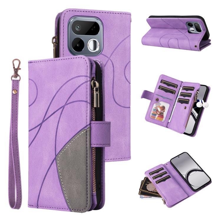 Dual-color 9 Card Slots Zipper Wallet Leather Phone Case, For Realme 16T 5G, For Realme P4x 5G, For Realme C63 / C61 / Note 60