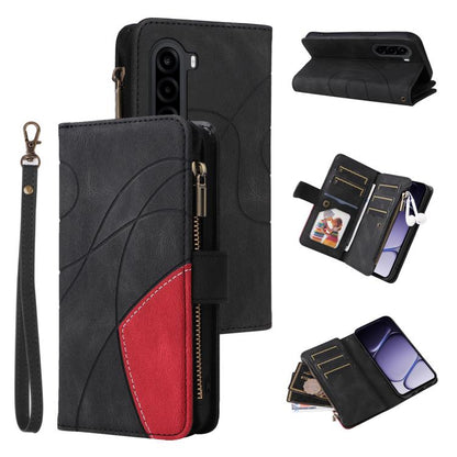 Dual-color 9 Card Slots Zipper Wallet Leather Phone Case, For Realme 16T 5G, For Realme P4x 5G, For Realme C63 / C61 / Note 60