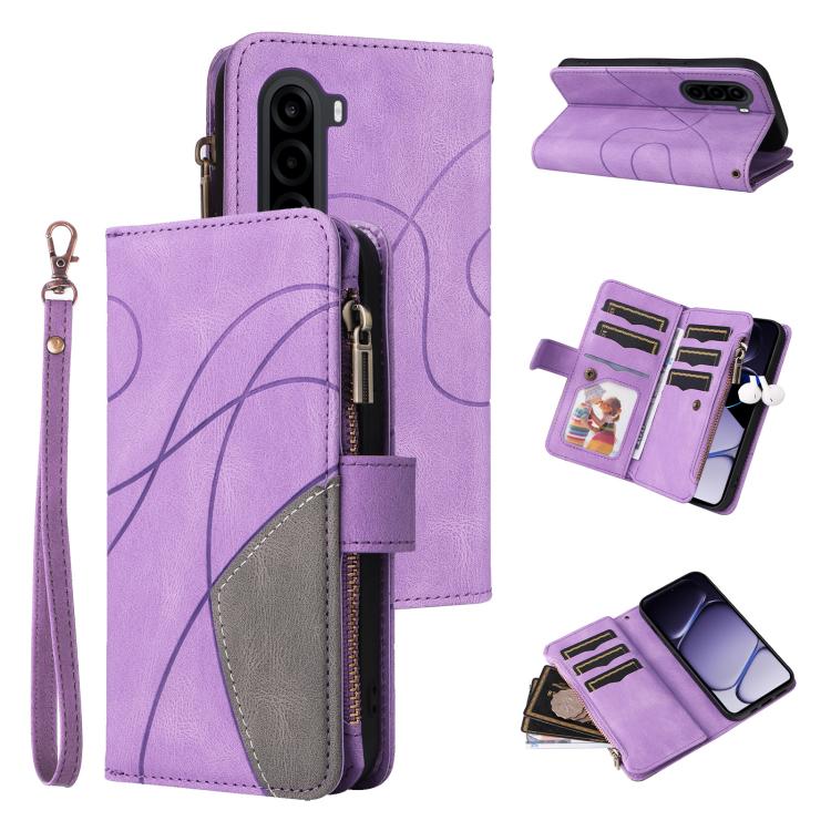Dual-color 9 Card Slots Zipper Wallet Leather Phone Case, For Realme 16T 5G, For Realme P4x 5G, For Realme C63 / C61 / Note 60