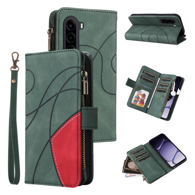 Dual-color 9 Card Slots Zipper Wallet Leather Phone Case, For Realme 16T 5G, For Realme P4x 5G, For Realme C63 / C61 / Note 60