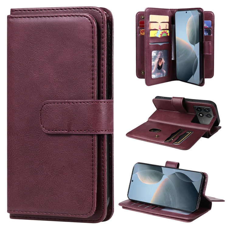 Multi-Function Wallet 10 Card Slots Leather Phone Case, For Redmi Note 17 5G/4G Global 169.7mm, For Redmi 17C 5G, For Redmi Note 17 Pro+ 5G Global 163.4mm, For Redmi K100 Pro Max/Poco F9 Ultra 5G, For Redmi 17 5G / 4G Global 170mm                      ...