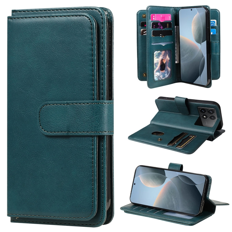 Multi-Function Wallet 10 Card Slots Leather Phone Case, For Redmi Note 17 5G/4G Global 169.7mm, For Redmi 17C 5G, For Redmi Note 17 Pro+ 5G Global 163.4mm, For Redmi K100 Pro Max/Poco F9 Ultra 5G, For Redmi 17 5G / 4G Global 170mm                      ...