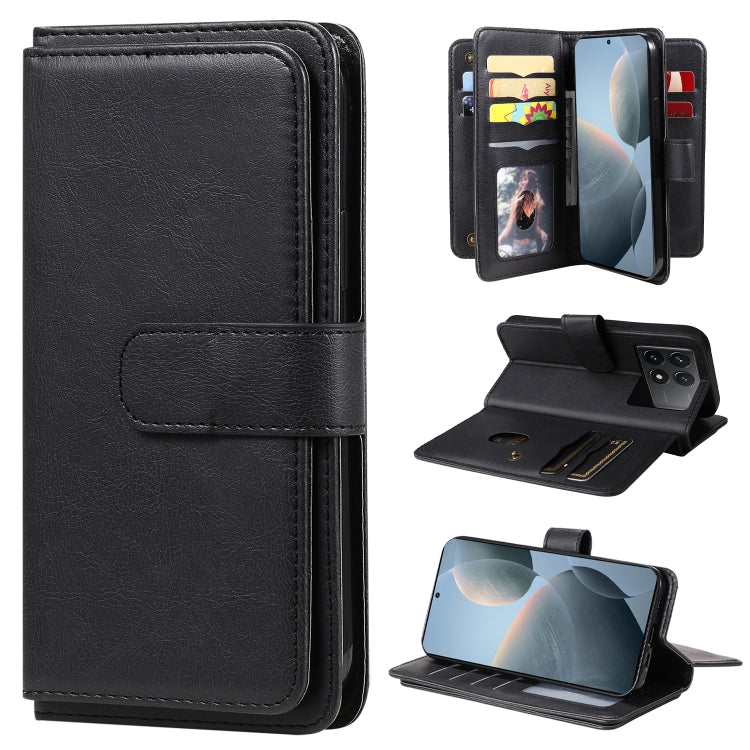 Multi-Function Wallet 10 Card Slots Leather Phone Case, For Redmi Note 17 5G/4G Global 169.7mm, For Redmi 17C 5G, For Redmi Note 17 Pro+ 5G Global 163.4mm, For Redmi K100 Pro Max/Poco F9 Ultra 5G, For Redmi 17 5G / 4G Global 170mm                      ...
