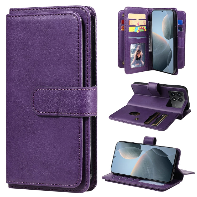 Multi-Function Wallet 10 Card Slots Leather Phone Case, For Redmi Note 17 5G/4G Global 169.7mm, For Redmi 17C 5G, For Redmi Note 17 Pro+ 5G Global 163.4mm, For Redmi K100 Pro Max/Poco F9 Ultra 5G, For Redmi 17 5G / 4G Global 170mm                      ...