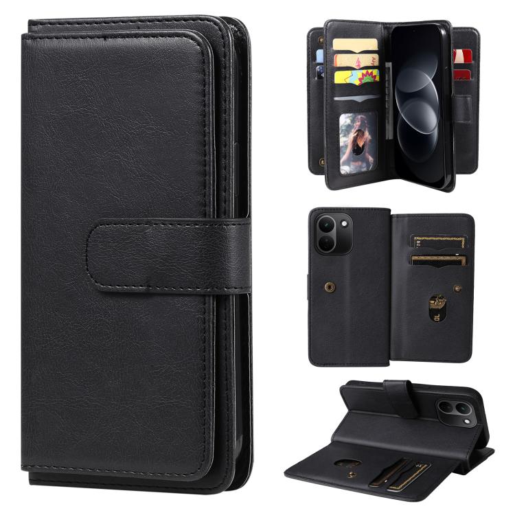 Multi-Function Wallet 10 Card Slots Leather Phone Case, For Redmi Note 17 5G/4G Global 169.7mm, For Redmi 17C 5G, For Redmi Note 17 Pro+ 5G Global 163.4mm, For Redmi K100 Pro Max/Poco F9 Ultra 5G, For Redmi 17 5G / 4G Global 170mm                      ...