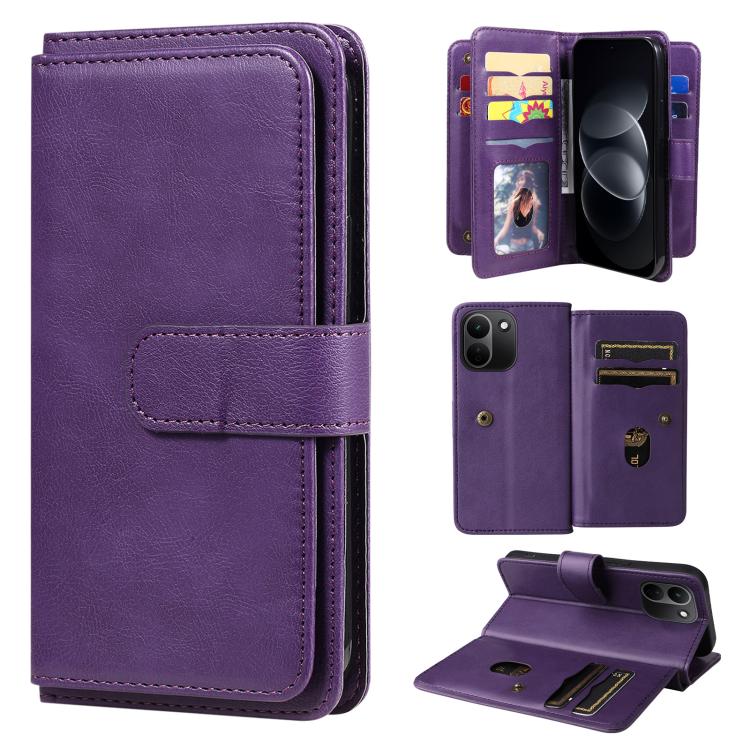 Multi-Function Wallet 10 Card Slots Leather Phone Case, For Redmi Note 17 5G/4G Global 169.7mm, For Redmi 17C 5G, For Redmi Note 17 Pro+ 5G Global 163.4mm, For Redmi K100 Pro Max/Poco F9 Ultra 5G, For Redmi 17 5G / 4G Global 170mm                      ...
