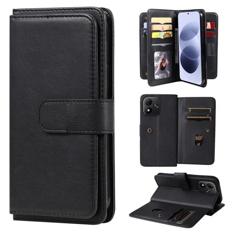 Multi-Function Wallet 10 Card Slots Leather Phone Case, For Redmi Note 17 5G/4G Global 169.7mm, For Redmi 17C 5G, For Redmi Note 17 Pro+ 5G Global 163.4mm, For Redmi K100 Pro Max/Poco F9 Ultra 5G, For Redmi 17 5G / 4G Global 170mm                      ...