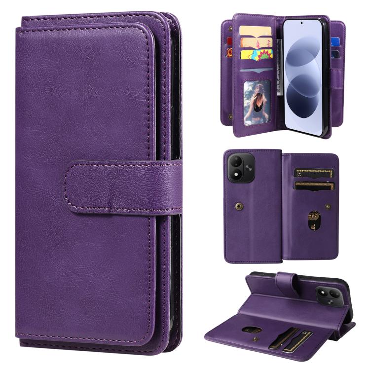 Multi-Function Wallet 10 Card Slots Leather Phone Case, For Redmi Note 17 5G/4G Global 169.7mm, For Redmi 17C 5G, For Redmi Note 17 Pro+ 5G Global 163.4mm, For Redmi K100 Pro Max/Poco F9 Ultra 5G, For Redmi 17 5G / 4G Global 170mm                      ...