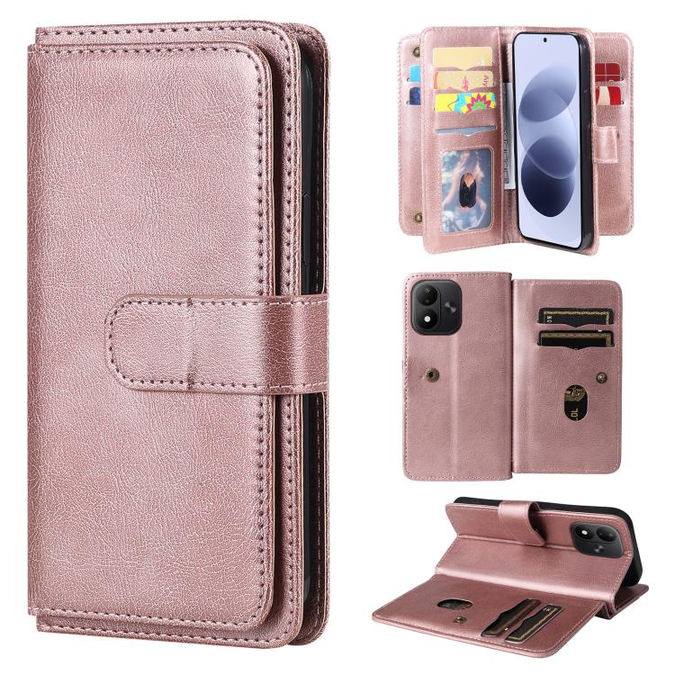 Multi-Function Wallet 10 Card Slots Leather Phone Case, For Redmi Note 17 5G/4G Global 169.7mm, For Redmi 17C 5G, For Redmi Note 17 Pro+ 5G Global 163.4mm, For Redmi K100 Pro Max/Poco F9 Ultra 5G, For Redmi 17 5G / 4G Global 170mm                      ...