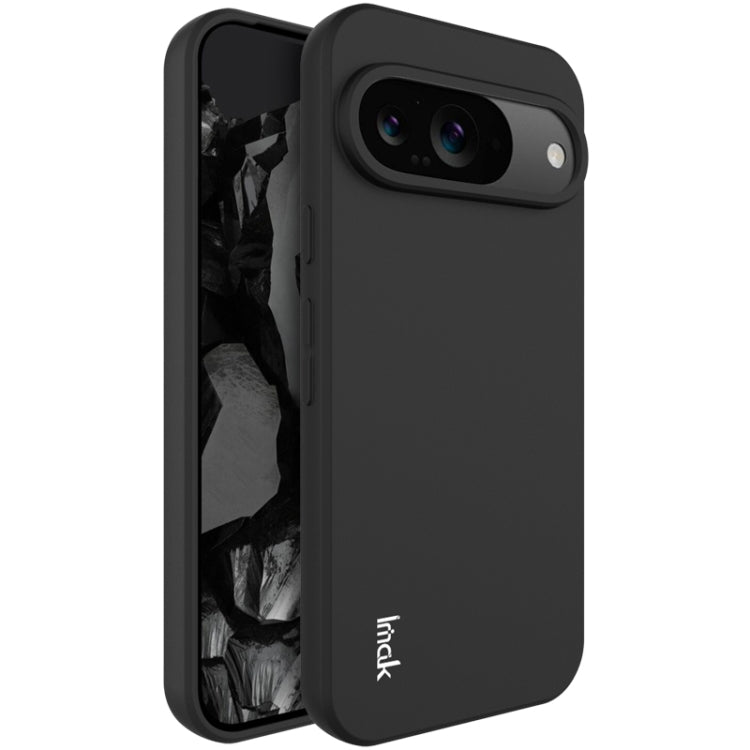 Shockproof frosted TPU phone case, black, with camera cutout and raised bezel