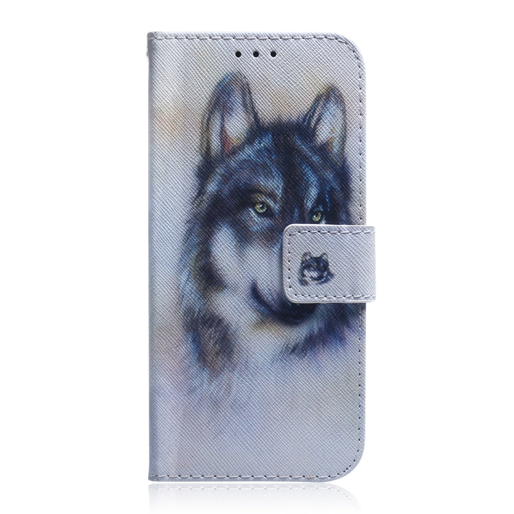 Wolf face flip phone case with side card holder and snap tab, for Note 20 Ultra