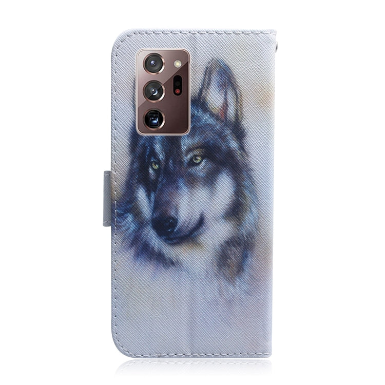 Wolf print folio phone case with back camera cutout, for Note 20 Ultra