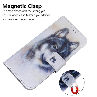 Wolf print horizontal flip leather phone case with magnetic clasp and card slot