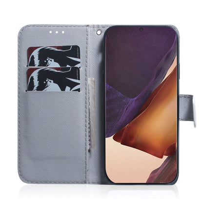 Open flip phone case with card slot and patterned cover, for Note 20 Ultra