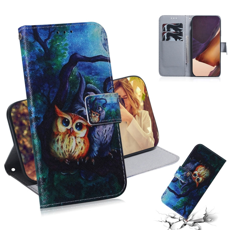 Owl print flip leather phone case with card slots, magnetic clasp, for Note 20 Ultra