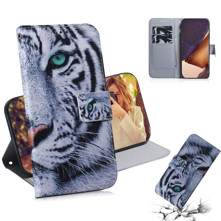 Tiger print flip leather phone case with card slots, magnetic clasp, for Note 20 Ultra